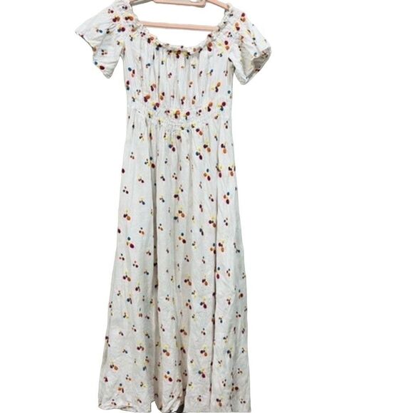 All things mochi nana off the shoulder embroidered linen maxi dress size small S - Picture 9 of 12